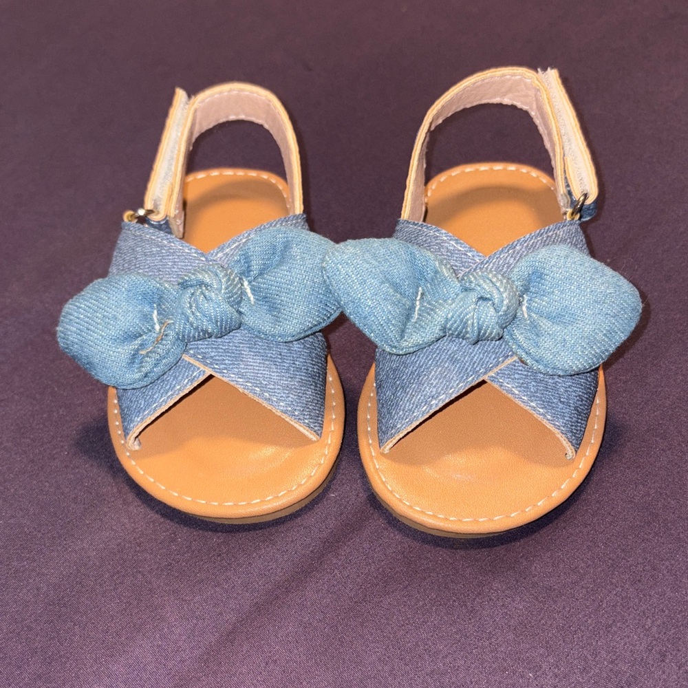 Kids Denim Bow Sandals